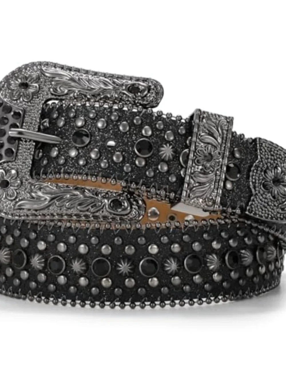 Rhinestone Belt Goth Bling Belt Sparkly Leather Western Cowboy Belt